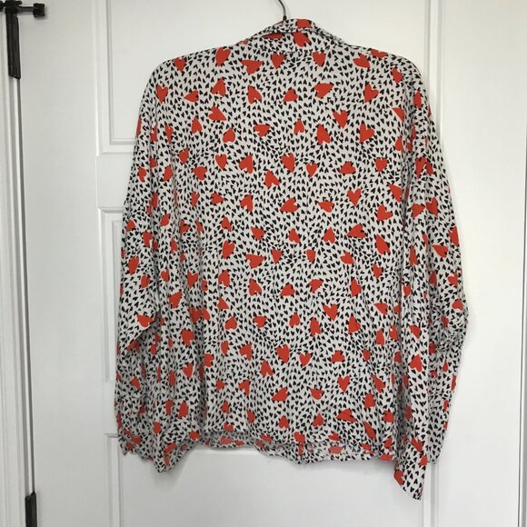 Asos Heart Button Up Shirt Women's 12 Long Sleeves 100% Viscose Lightweight NEW - Picture 3 of 9